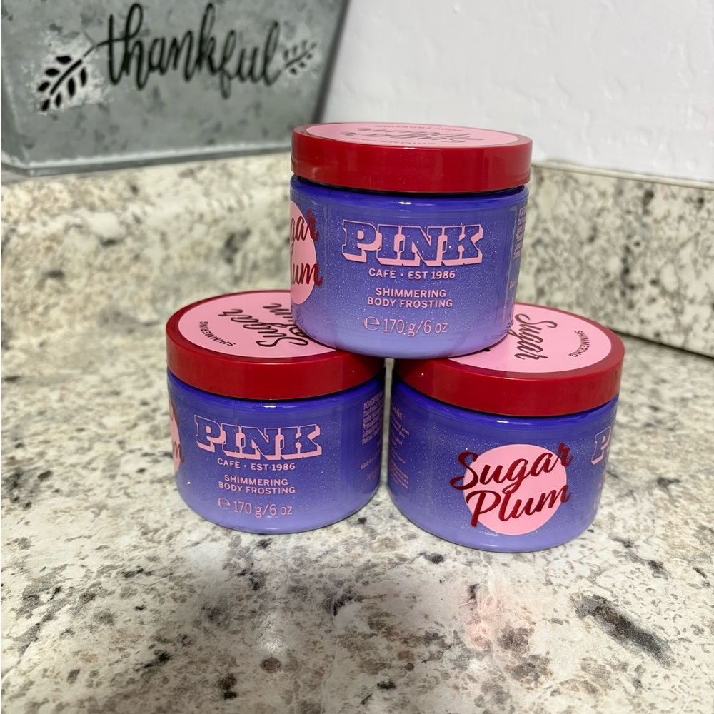 3 VS PINK Shimmering Body Frosting Sugar Plum Limited Edition Lotion NWT